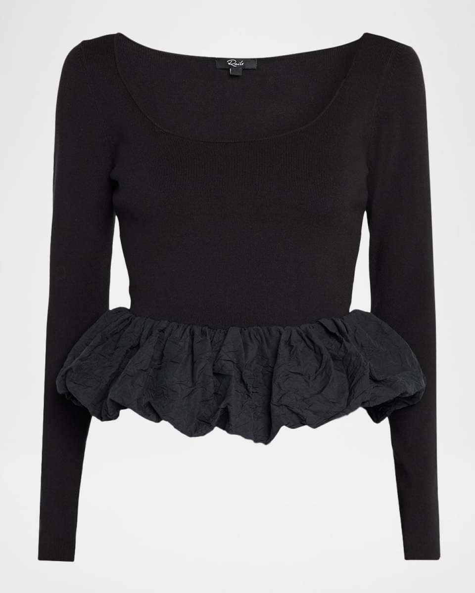 Tillie Scoop-Neck Bubble-Hem Top